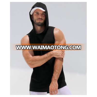 USA American Apparel Sleeveless Hoodie Body Building Weight lifting Mens