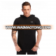 Custom black blank short sleeve hoodie sweatshirts mens fitted gym hoodie tshirt with hood hooded t shirts for men sportswear